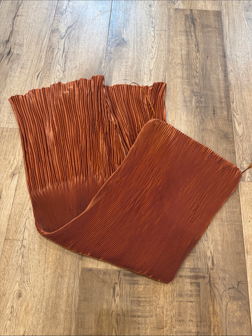 Abercrombie & Fitch Strapless Metallic Copper-Bronze Pleated Dress